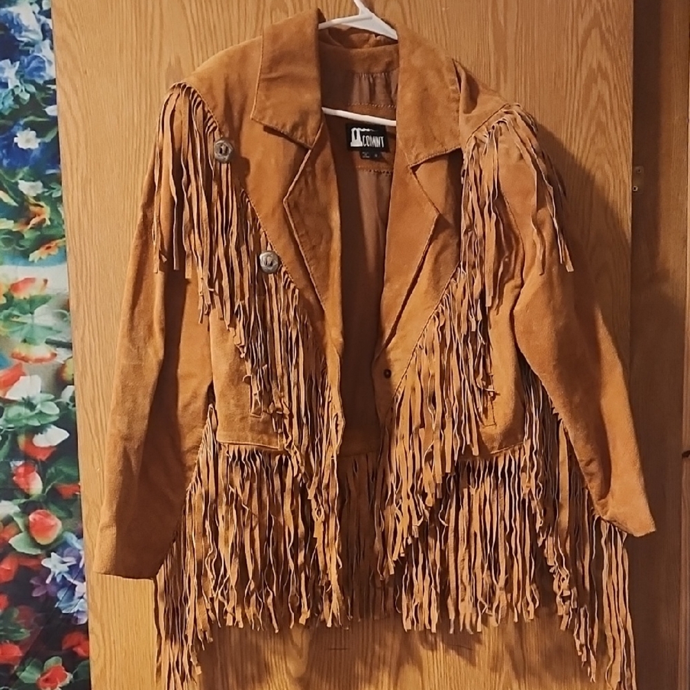 Vintage Tan Fringe Leather Jacket